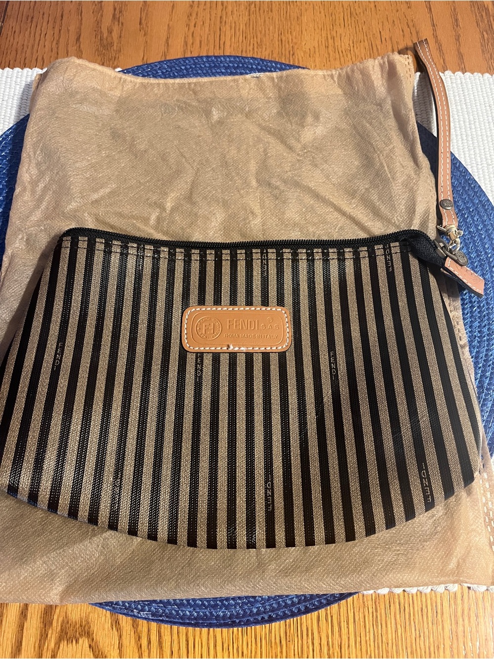 Fendi Vintage Pequin Stripe Wristlet